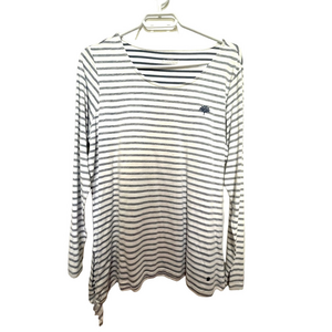 Striped Long Sleeve Cotton Shirt Women’s size XL White Navy Nautical Coastal